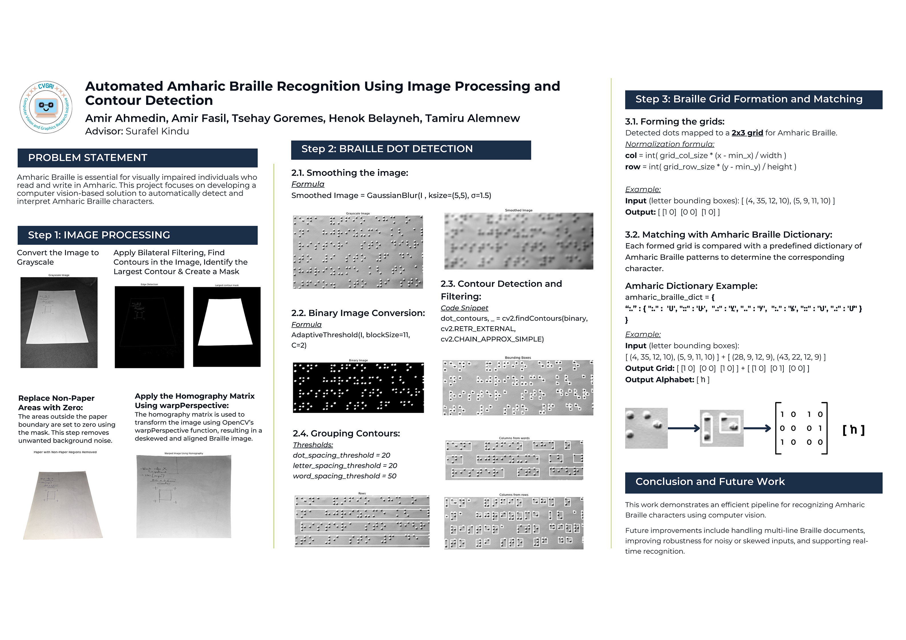 Automated Amharic Braille Recognition Using Image Processing and Contour Detection